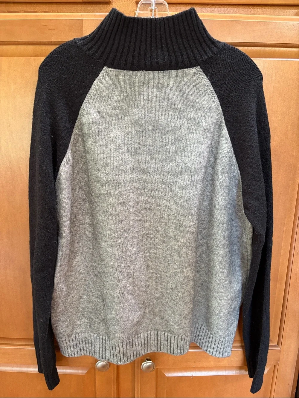 Karen Kane | Two-Tone Black and Gray Mock Neck Sweater - Picture 2 of 5